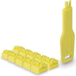 Lindy 47900 clip sicura Bloccaporte + chiave RJ-45 Giallo Acrilonitri