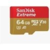 Sandisk Extreme R100 MicroSDXC 64 GB Kit, UHS-I U3, A1, Classe 10