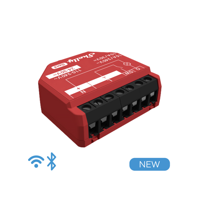 SHELLY 1PM Gen3 Misura attuatore WLAN 1x16A/WLAN/BT/Misura consumi