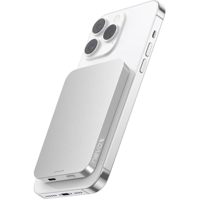 nevox Powerbank Magnetic 5.000mAh 15W MagSafe silber