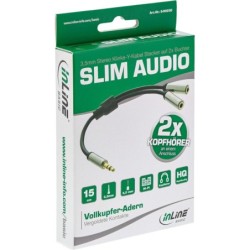 Cavo audio a Y sottile di base jack da 3,5 mm ST a 2x BU - 0,15 m