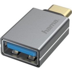 Hama USB 3.2 Gen1 OTG Adapter, USB-C Male to USB-A Female, 5Gbps, Alu