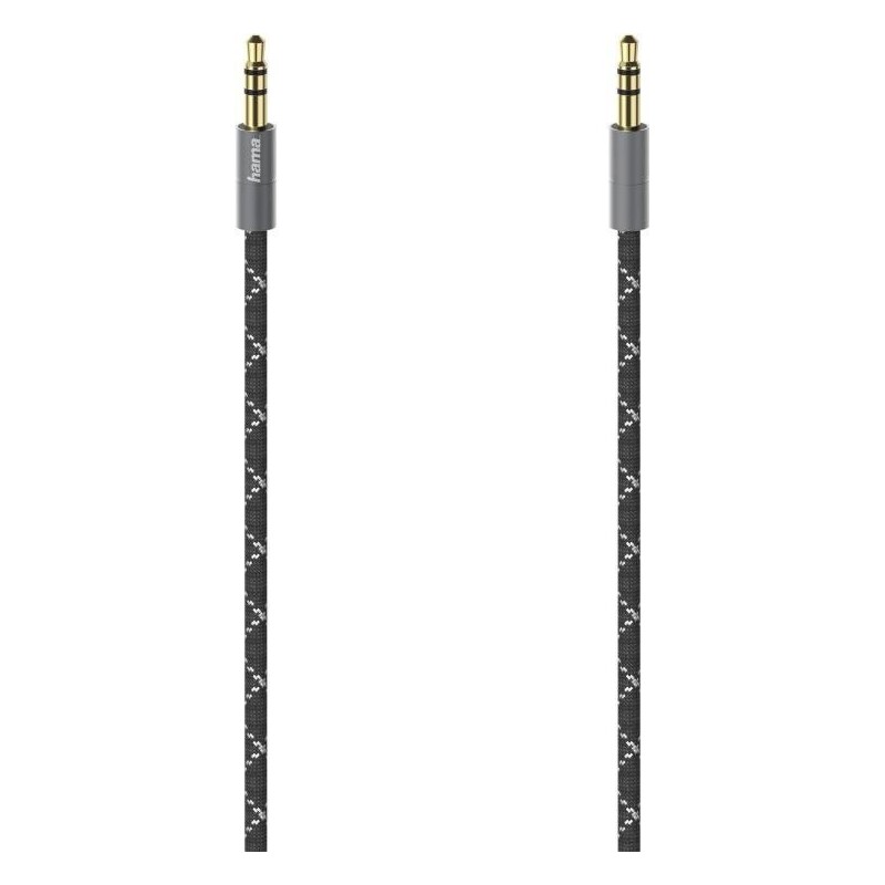 Hama 3.5mm Jack Stereo Cable, Male to Male, Gold-Plated, Fabric Jacke