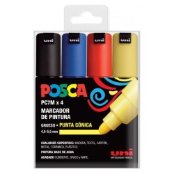 Uni Posca Marcatore per Pittura a Base di Acqua - PC-7M/4C Set Basic 