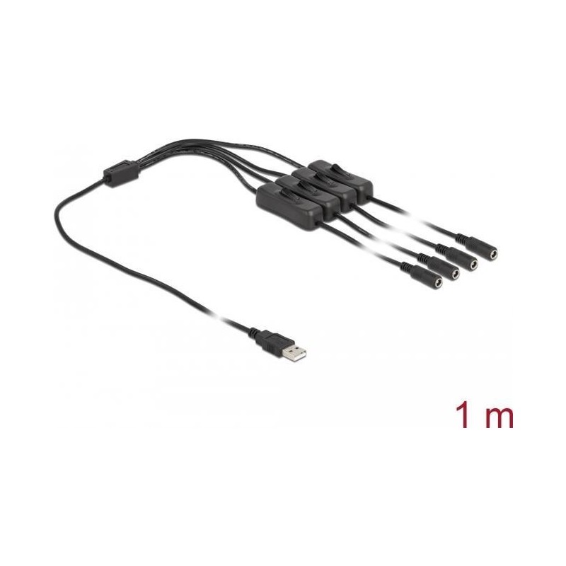 Delock Cavo USB tipo A maschio a 4 x DC 5,5 x 2,1 mm femmina con inte