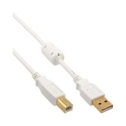 Cavo USB 2.0 - da A a B - bianco - oro - con nucleo in ferrite - 0,5 m