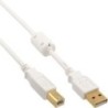 Cavo USB 2.0 - da A a B - bianco - oro - con nucleo in ferrite - 0,5 m