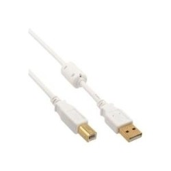 Cavo USB 2.0 - da A a B - bianco - oro - con nucleo in ferrite - 1 m