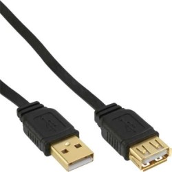 Prolunga cavo piatto USB 2.0 - A ST - BU - nero - contatti oro - 3m