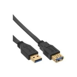 Prolunga cavo piatto USB 2.0 - A ST - BU - nero - contatti oro - 5m