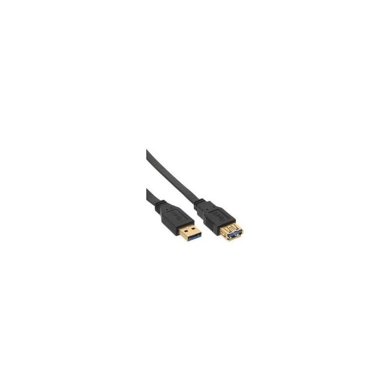 Prolunga cavo piatto USB 2.0 - A ST - BU - nero - contatti oro - 5m