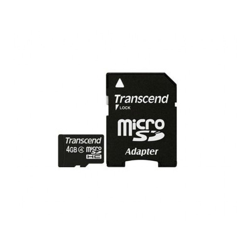 Transcend Scheda MicroSD 4GB SDHC Cl.4 W/Ad. TS4GUSDHC4