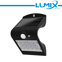 Lampada da parete LED solare senza fili con Sensori 220lm NERO