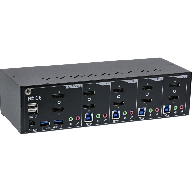 Switch KVM da tavolo - 4 vie - Doppio monitor DP 1.2 - 4K - USB 3.0 -