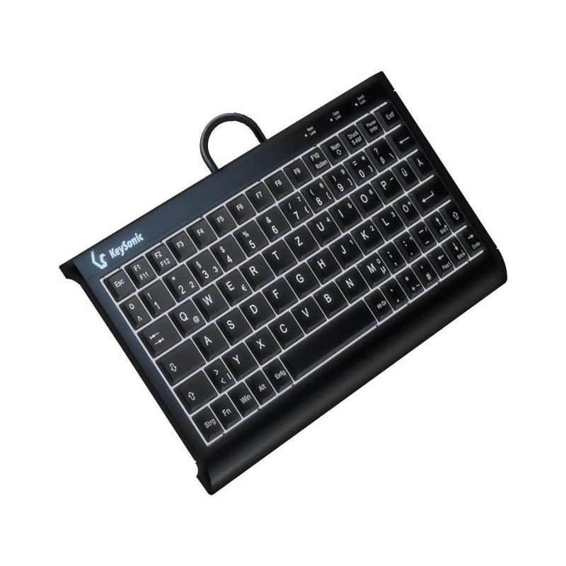 KEYSONIC Tastiera Super-Mini QWERTZ, ABS, adattatore USB/PS/2, nera