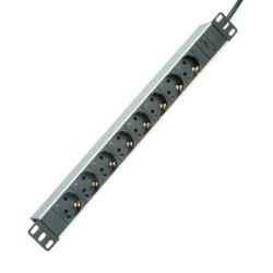 ROLINE PDU 19&quot; per armadi, 2300W, 8x IEC320 C14 M, alluminio, 2m