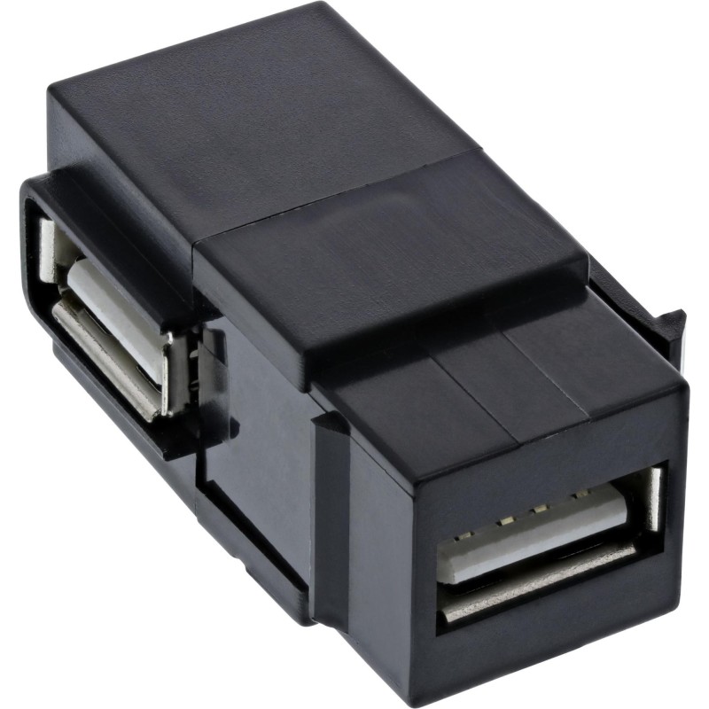 Inserto snap-in USB 2.0 Keystone - USB-A BU-BU - angolato - nero