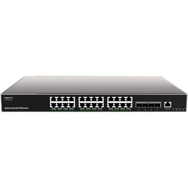 Layer 3 Managed Network Switch 24x GbE RJ45 4x SFP+ stackable opt