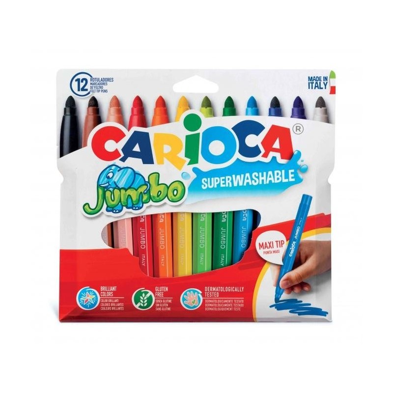 Carioca Jumbo Pack da 12 pennarelli - Corpo Ottagonale Maxi - Inchios