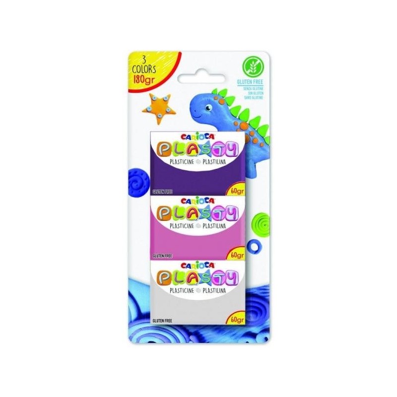 Carioca Blister 3 Plastilina x 60gr - Facile da Usare - Non Si Secca 