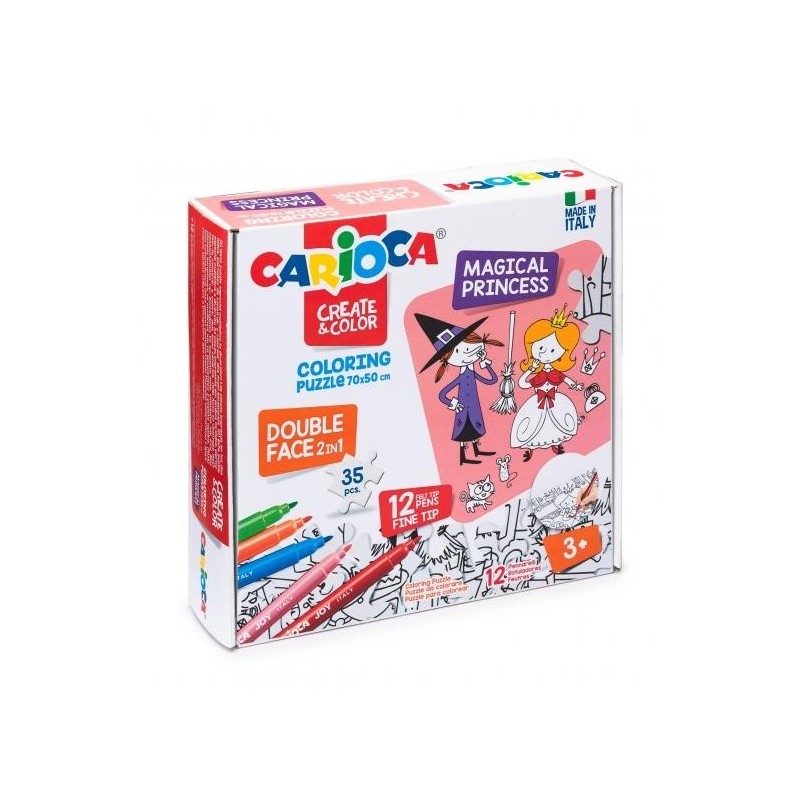 Carioca Create &amp; Color Puzzle Magico Principessa - Pacco Puzzle 35 Pe