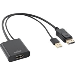 Cavo convertitore HDMI BU a DisplayPort ST - 4K - nero-oro - 0,3 m