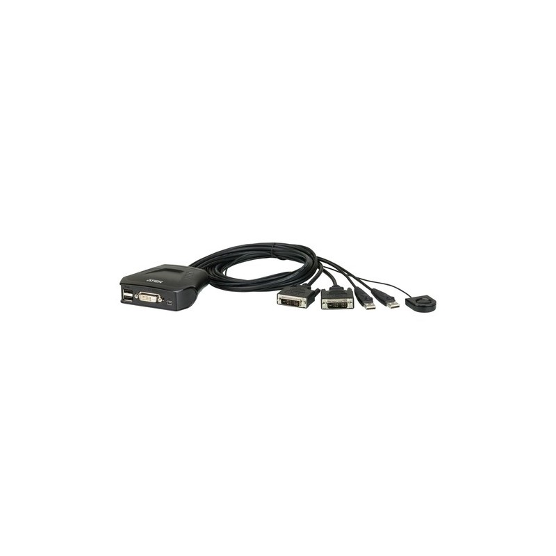 ATEN Switch KVM cavo USB DVI a 2 porte con selettore porta remota