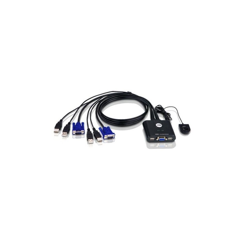 ATEN Switch KVM USB VGA cablato 2-porte con selettore porta remota