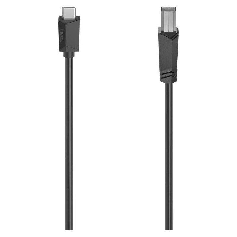 Hama USB-C to USB-B Cable, USB 2.0, 1.5 Metre, Black