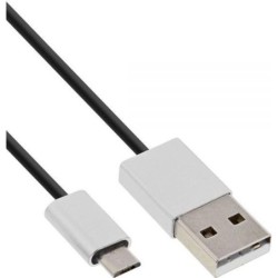 Cavo Micro-USB 2.0 - Da USB-A ST a Micro-B ST - nero-alluminio - fles