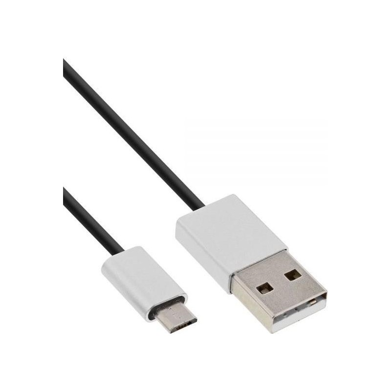 Cavo Micro-USB 2.0 - Da USB-A ST a Micro-B ST - nero-alluminio - fles