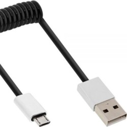 Cavo a spirale Micro-USB 2.0 - USB-A ST-Micro-B ST - nero-alluminio -