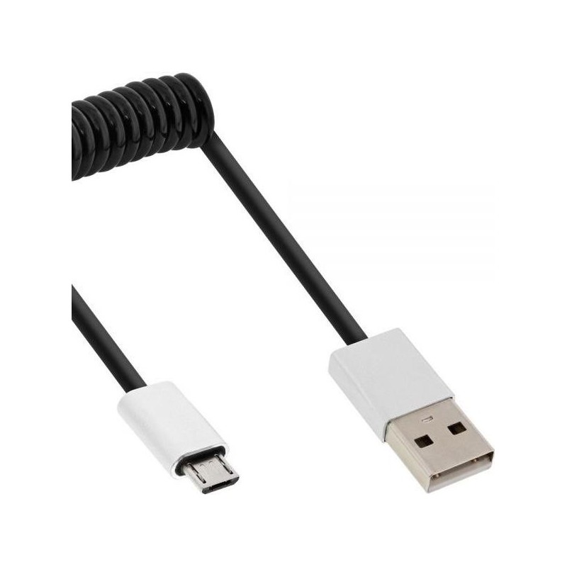 Cavo a spirale Micro-USB 2.0 - USB-A ST-Micro-B ST - nero-alluminio -