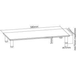 ROLINE STAND PER MONITOR IN VETRO, CON PIEDINI METALLICI AGGIUSTABILI