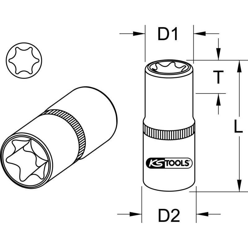 KS TOOLS Presa 1/2&quot; CHROMEplus TX-E, E12 (918.1278)