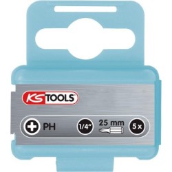 Punta KS TOOLS 1/4&quot; IN ACCIAIO INOSSIDABILE, 25mm, PH1, confezione da