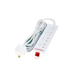 4-way UK Surge Protected - Power Strip 2M White 4-way UK - Surge Prot