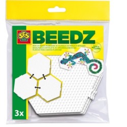 SES CREATIVE Beedz Iron-on Beads Hexagon Connectable Pegboards, 3 Peg