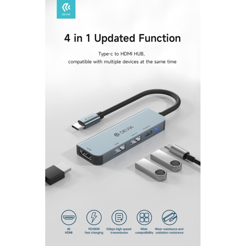 Adattatore HUB da Type-C ad HDMI USB 3.02 PD 4 in 1