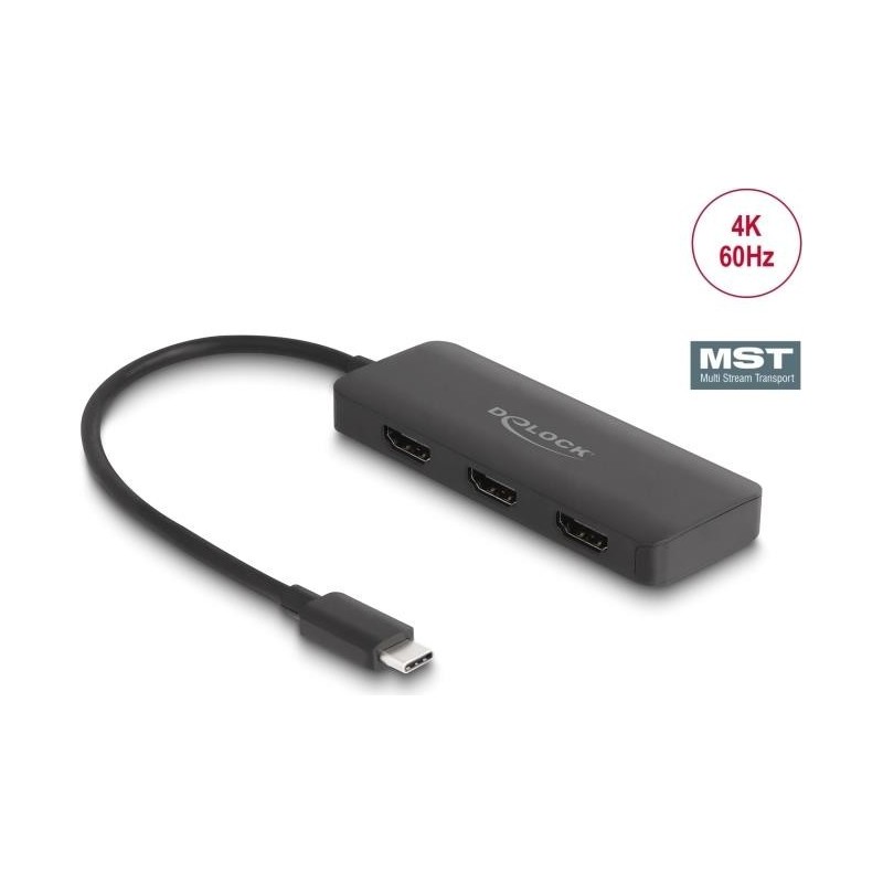 Delock Splitter USB Type-C (modalit DP Alt) a 3 x HDMI MST 4K 60 Hz