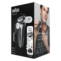 Braun Series 7 71-S7200c Rasoio Trimmer Nero, Argento