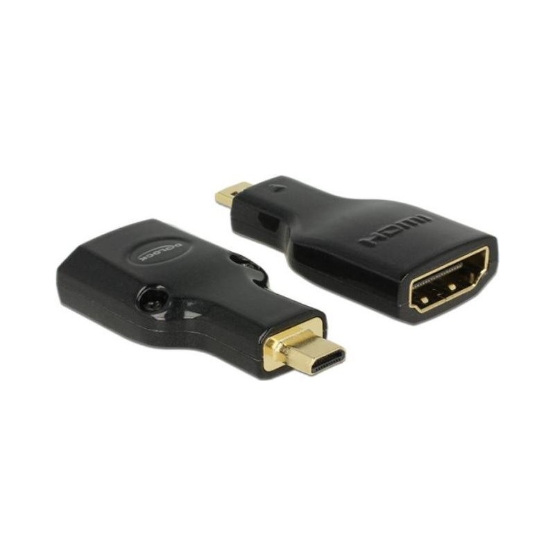 Adattatore Delock Spina HDMI Micro-D Presa HDMI-A 4K nera