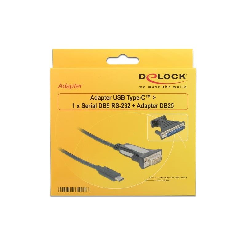 Adattatore Delock USB Type-C 1 x seriale DB9 RS-232 adattatore DB25 1