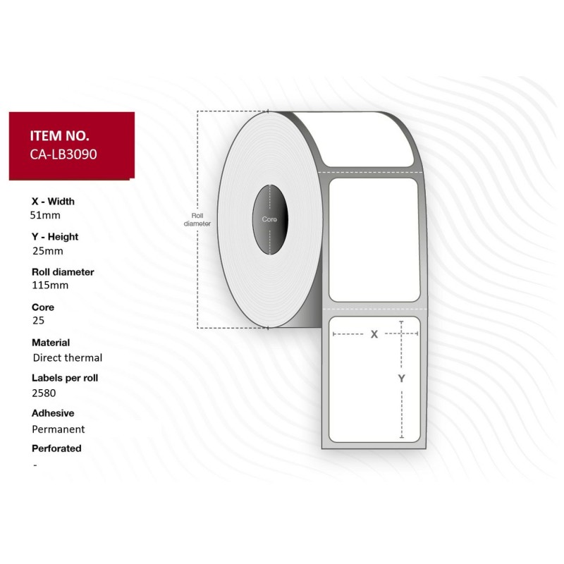 Capture CA-LB3090 etichetta per stampante Bianco Label 51x25 Core 2