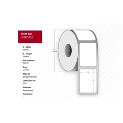 Label 56x30 Core 21 Ã 39 mm - White DT Permanent 120 - labels