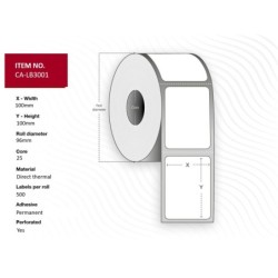 Label 100x100, Core 25, - Diameter 96 mm. Thermal - print. Uncoated. 