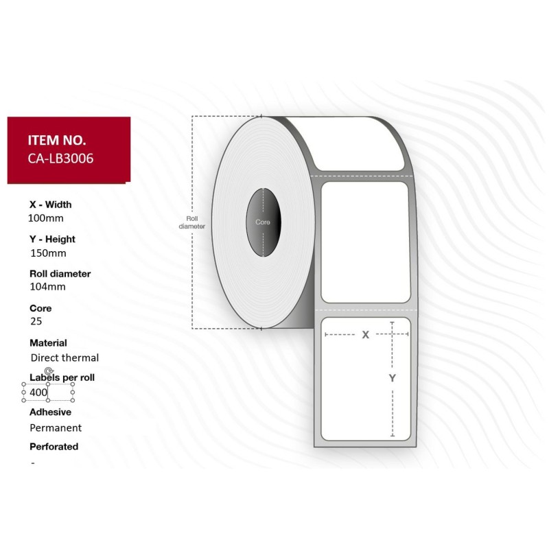 Label 100x150 Core 25 - Diameter 104 mm Thermal - print Top coate