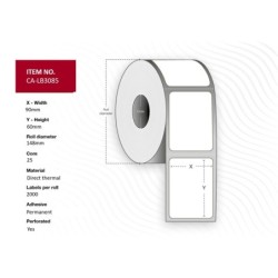 Label 90x60 Core 25 - Diameter 148 mm Thermal - print Uncoated P