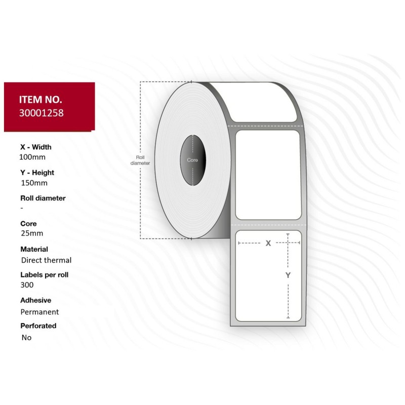 Label 100x150 - Core 25 - White Eco DT Permanent - 300 labels pe