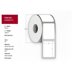 Label 70x30 - Core 25 White - Top-coated DT Removable - 670 labe